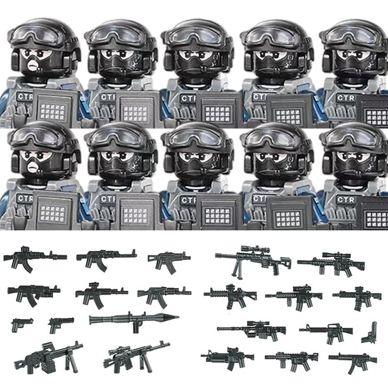 Non-Toxic City Police China Ptu Special Forces Building Blocks Assault Soldier Ctru Figures Gas Defense Mask Military Weapons Bricks Toys