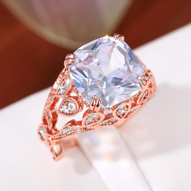 Huitan Rose Gold Color Series Cubic Zirconia Rings for Women Engagement Wedding Party Luxury Accessories Drop Shipping Jewelry