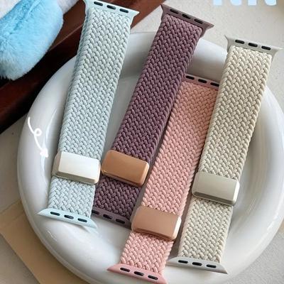 Magnetic Band For Apple Watch Strap 44mm 40mm 45mm 46mm 49mm 41mm Nylon Braided Bracelet iWatch Series Se 5 4 7 6 8 9 10 Ultra 2