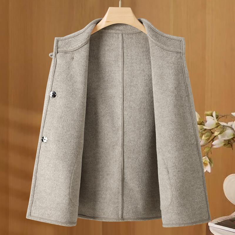 Middle Age Women's Wool & Blends Coats Plus Size Autumn Outerwears Elegant Loose Lady Jackets