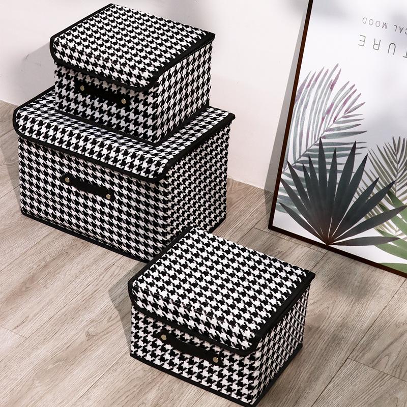 Fabric Clothing Storage Box, Foldable Storage Box, Household Wardrobe Storage Box, Covered Clothing Sorting Box, Toy Storage Bas S чёрный