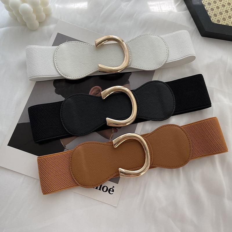 Elegant Women's Black Waist Cincher Belt With Flexible Stretch For Fashionable Dresses