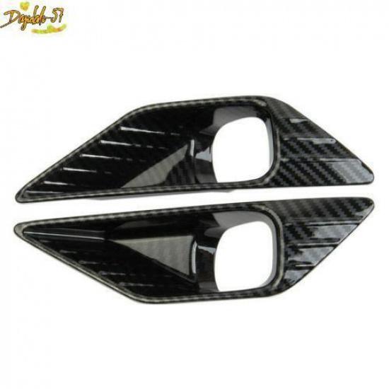 For  Mitsubishi Outlander Carbon Fiber Style Front Fog Light Lamp Cover Trim