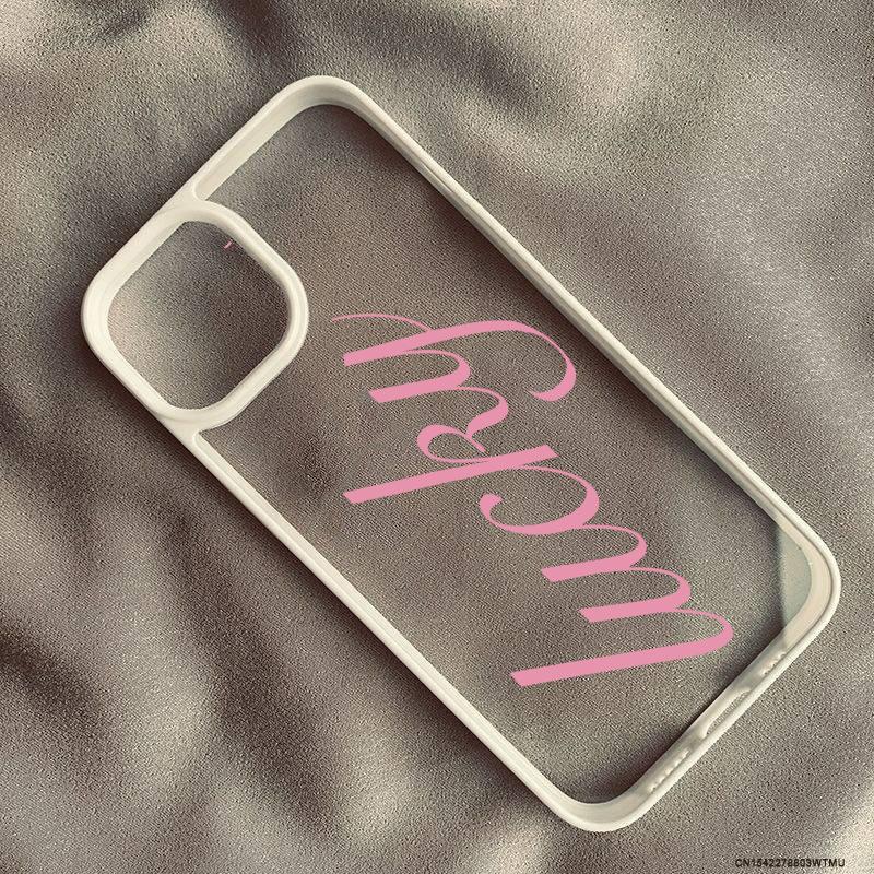 Y2K French English Lucky Phone Case For iPhone 17 16 Pro 15 14 13 12 11 XR XS Max 7 8 Plus Simple Letter Clear Hard Cover Fundas