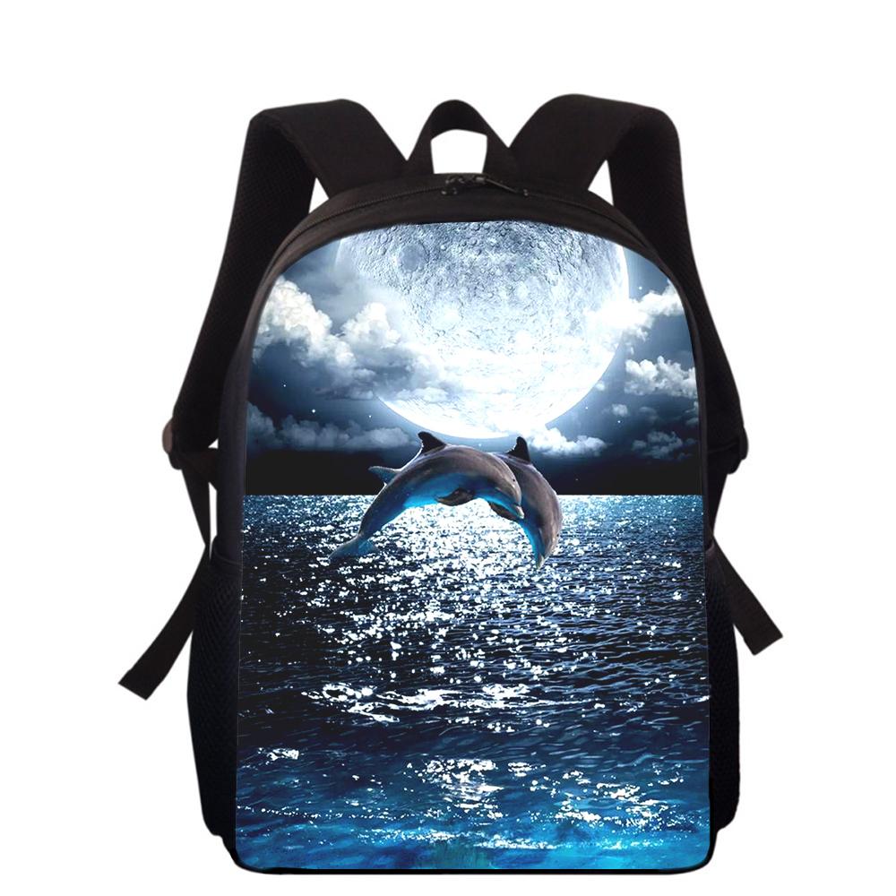 Dolphin Animal 16" 3D Print Kids Backpack Primary School Bags for Boys Girls Back Pack Students School Book Bags