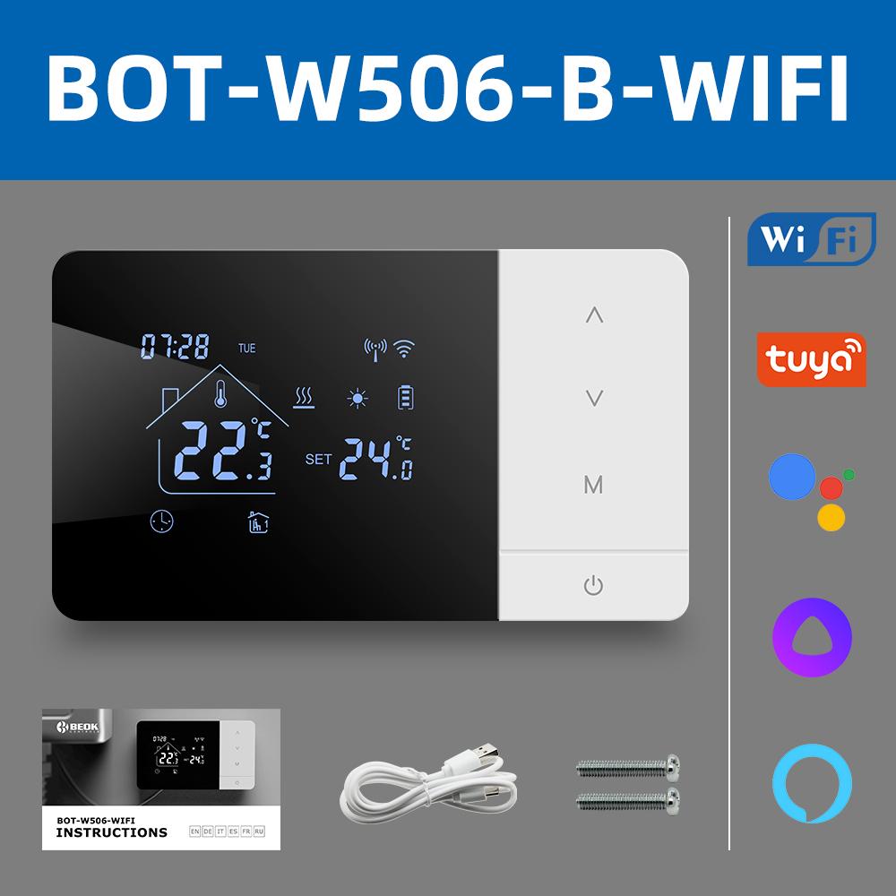 Beok Smart Battery Powered Thermostat for Gas Boiler Heating/Cooling Temperature Controller Alexa Google Home BOT-W506-B-WIFI