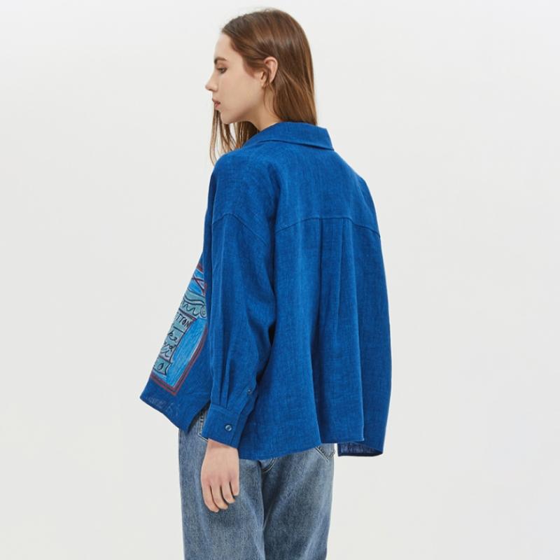 Benetton Linen Print Point Shirt Bablb1511