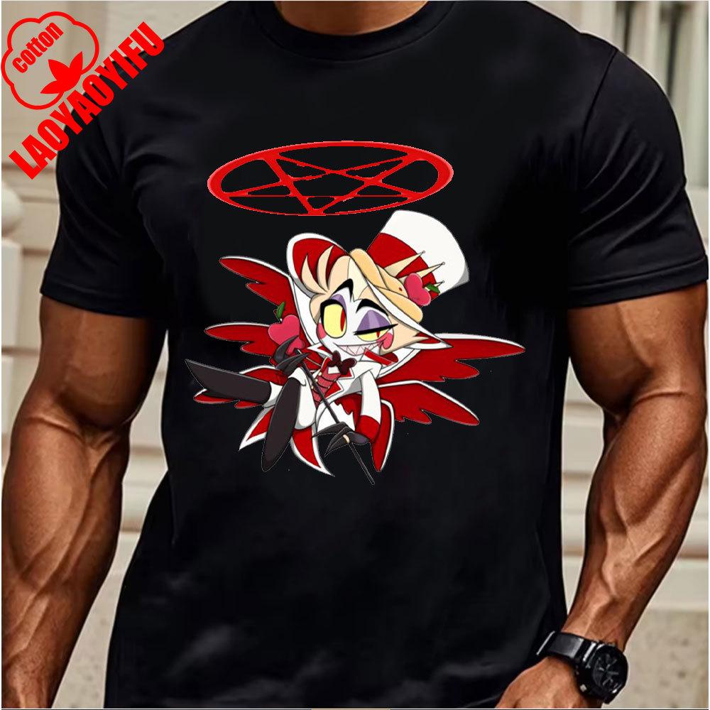Hazbin Hotel Lucifer 2025 T-Shirt Comfortable Personality High Quality Cotton Tops Two-dimensional Nostalgia Retro Unique