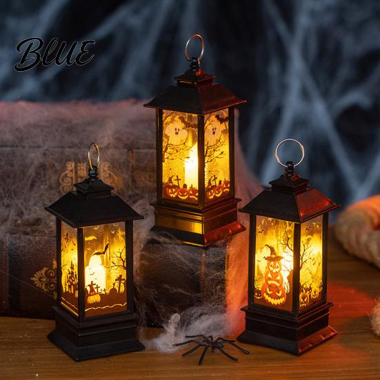 Flexible Placement Lamp Halloween Night Light Vintage Battery Operated LED Lantern Simulated Flickering Flame Warm Glow Light Lantern for Party Home