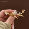 Elegant Gold Bamboo Leaf Brooch - Unisex Fashion Corsage Pin
