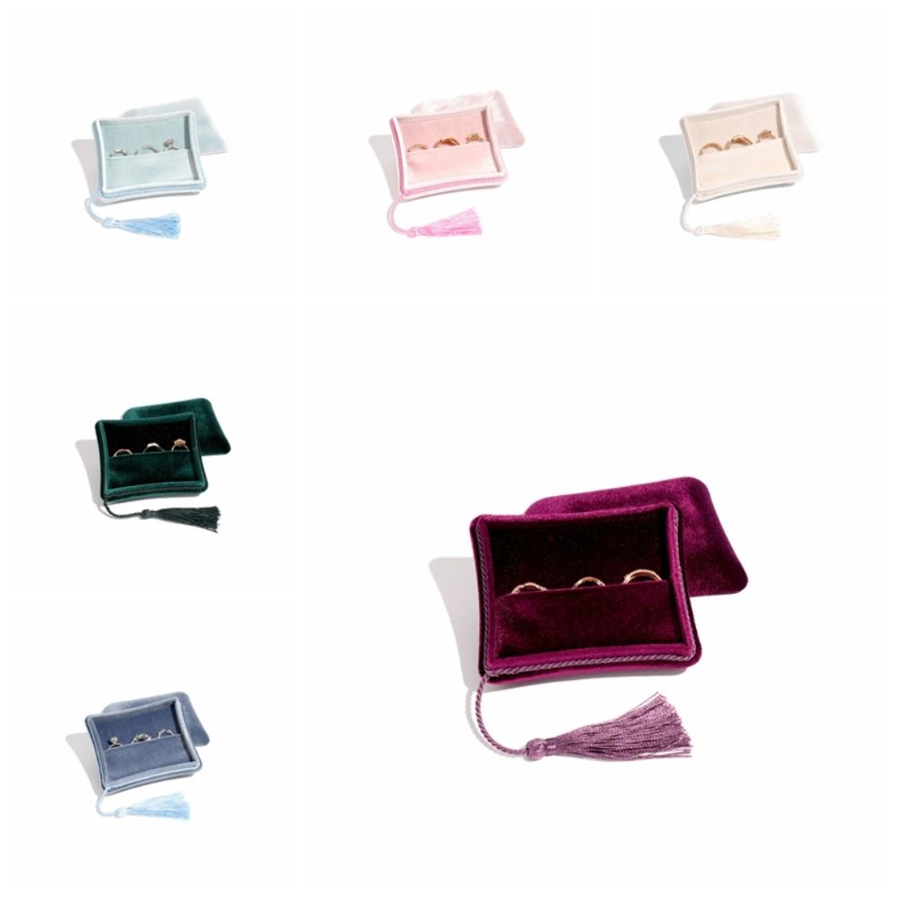 Tassels Jewelry Packing Bag Rings Necklace Earrings Storage Case Simple Square Jewelry Box  Gift