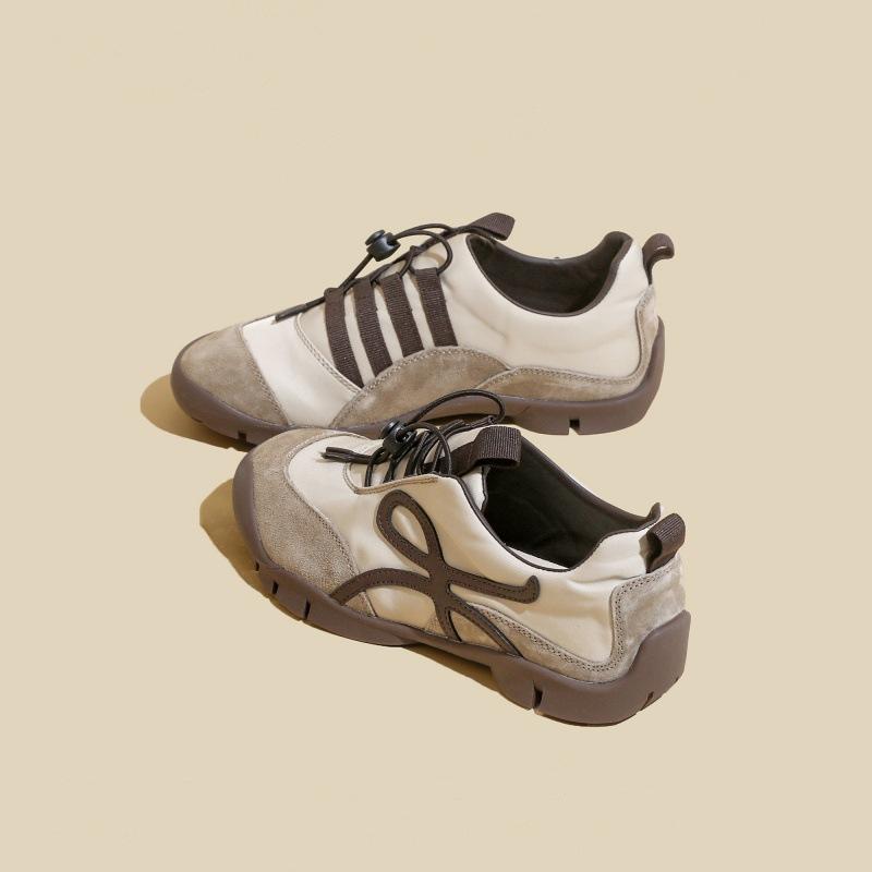 Dexun Schuhe Damen 2025 Herbst neue Retro Splicing Kordelzug Casual Forrest Gump Schuhe College Stil bequeme Laufschuhe