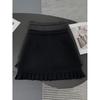 Plus Size Gray Wool Pleated Lace Skirt with Ruffle Hem - High Waist Bodycon for Autumn/Winter
