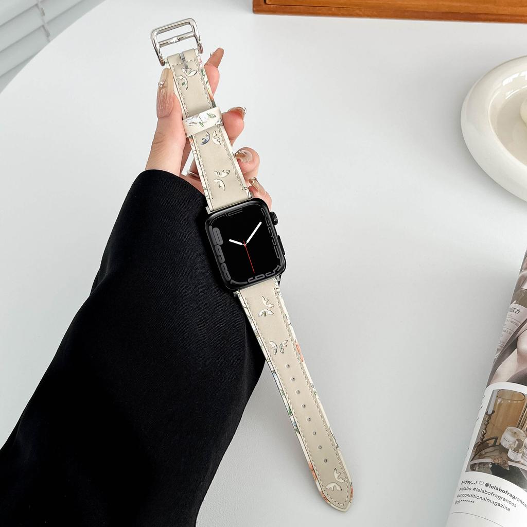 Leather band for Apple watch band 45mm 41mm 44mm 40mm 49mm 42mm Butterfly style bracelet wristband iWatch Ultra 9 8 SE 7 6 5 4 3