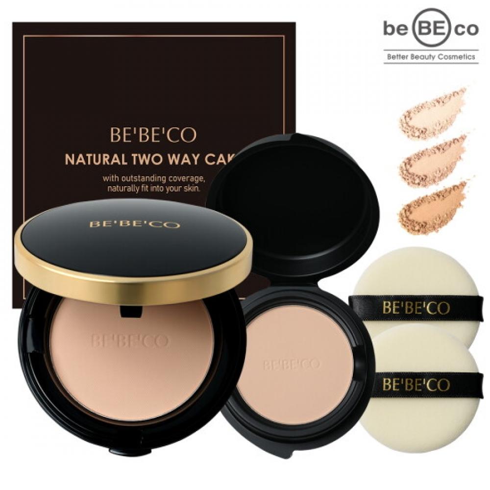 Bebeco Natural Two Way Cake Powder Pact 12g + Refill 12g + Puff No.21 Light Pe