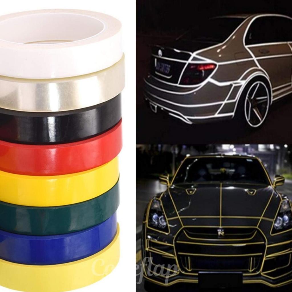 Copeflap Line Tape [Width 20mm X 66m] White Black Red Yellow Waterproof Tape Multifunctional Tape Sticker Car Bike (Yellow)