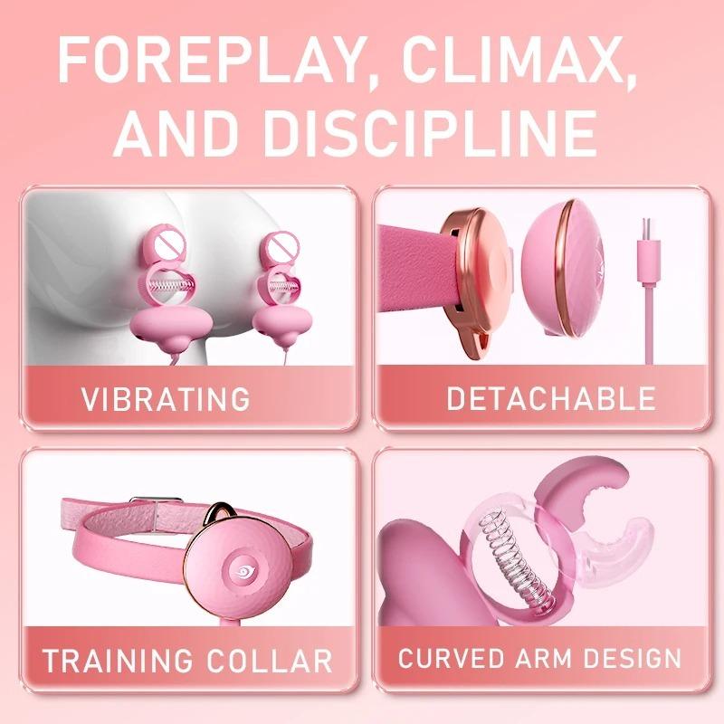 10-Gang Brustmassage-Vibrator & Elektrische Nippelklemmen – Dual-Pleasure Paarspielzeug zur G-Punkt- & Nippelstimulation