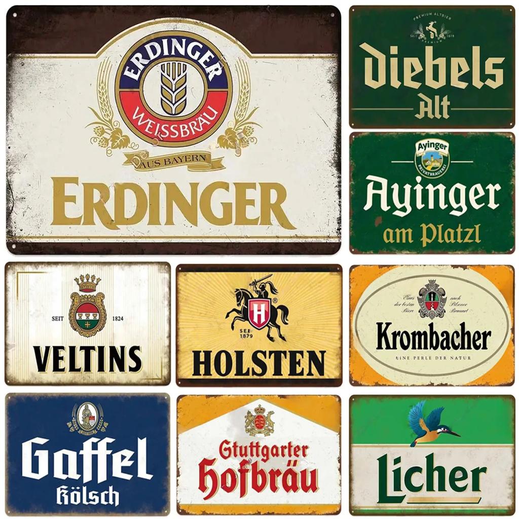 Kovové plechové cedule Plaketa Erdinger Veltins Nástěnná dekorace Vintage železná malba Umělecké plakáty pro pánský doupě Domácí kavárna Zahradní klub