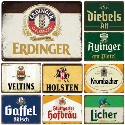 Metallblechschilder Plakette Erdinger Veltins Wanddekoration Vintage Eisenmalerei Kunstposter für Männerhöhle Zuhause Café Gartenclub