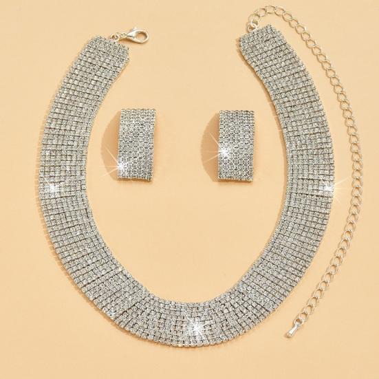 2 Stück/Set Damen Halskette Ohrringe Set für formelles Bankett und Abschlussball Mehrschichtig