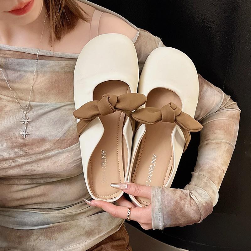 Fashion Shoes Slippers Women Summer Butterfly-Knot Low Luxury Slides Cover Toe Soft Designer Hoof Heels Butterfly-knot Rubber Rome Retro