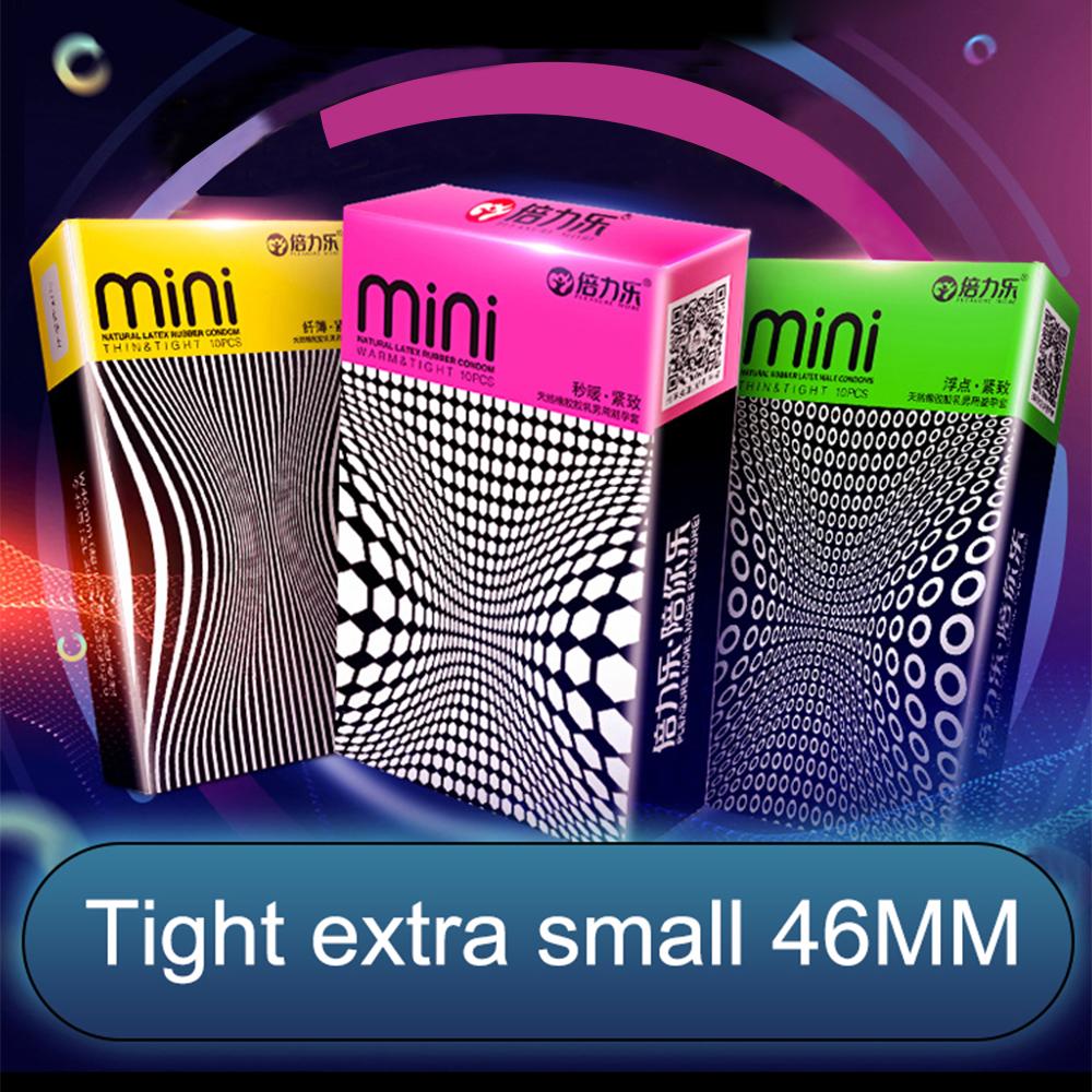 10ks 46mm malé latexové kondomy pro muže Ultra-malé tenké odolné kondomy Penis Cock Sleeve Intimní sexuální hračky