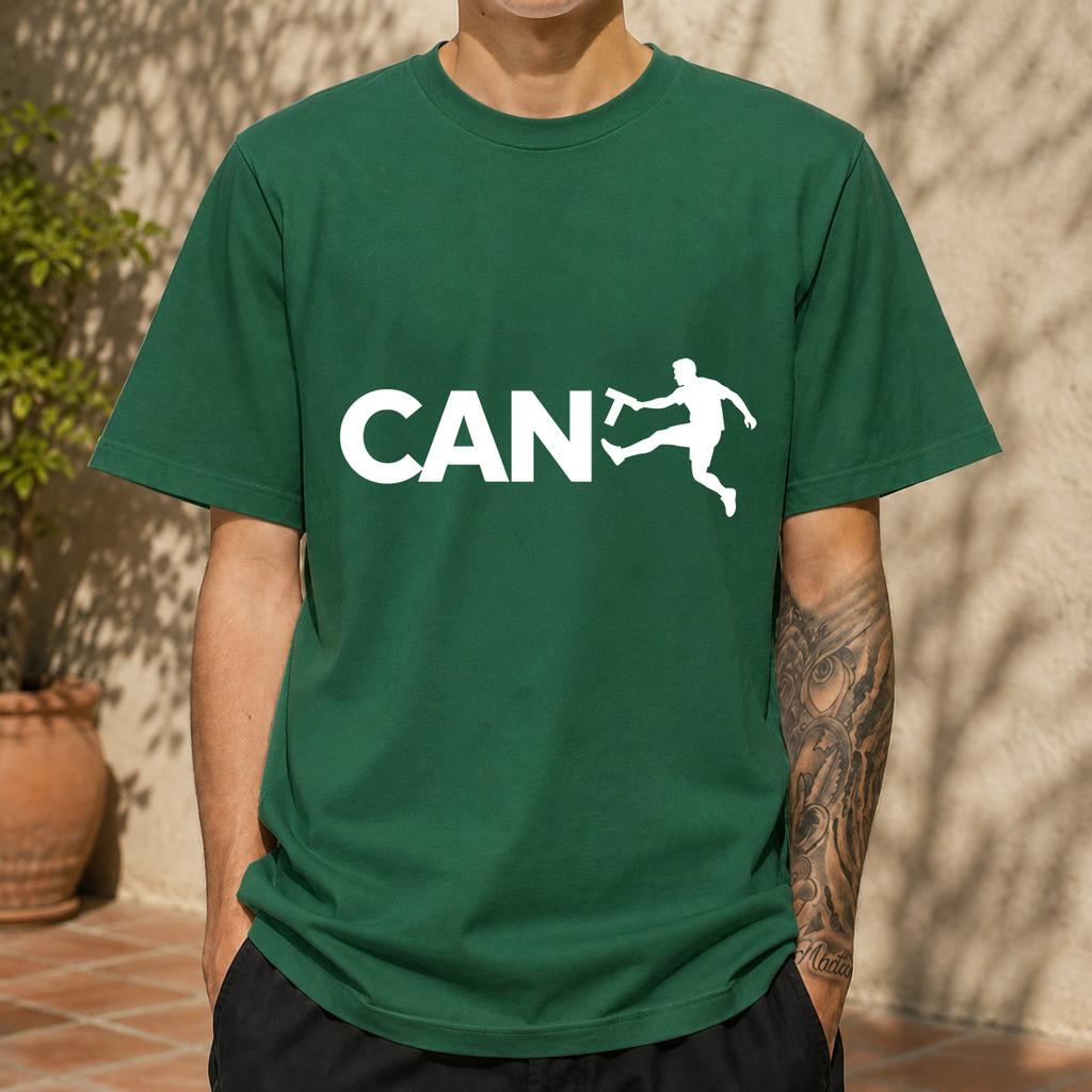 2026 New Pure Cotton Tshirt With Fun Kicking Alphabet Soccer Silhouette Simple Print Versatile Top Casual Short Sleeve