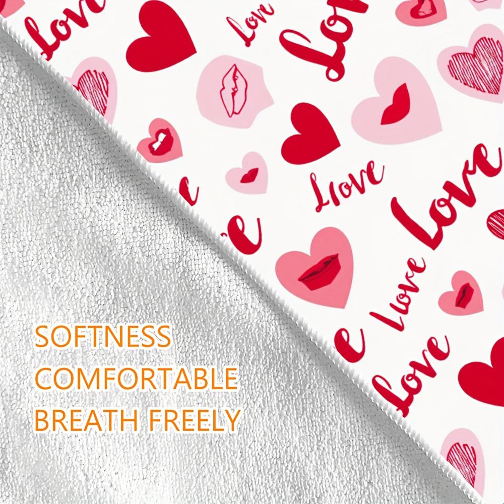 Kawaii Love Letter Heart Microfiber Beach Towel 2D Flat Printed Sandproof Waterproof Cute Picnic Mat Travel Essentials