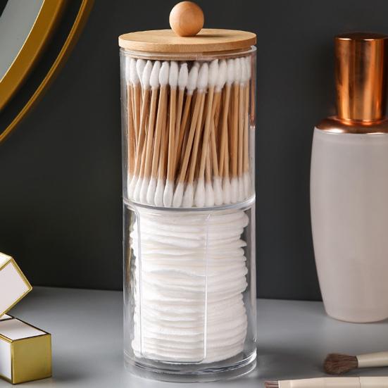 Aufbewahrungsbox für Wattestäbchen, Organizer mit Deckel, transparentes Design, Mehrzweck-Wattebällchen