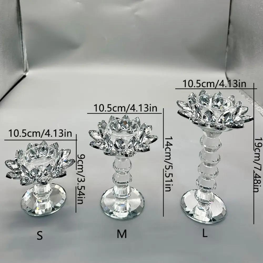 Heller Kristall-Lotuskandelaber Langlebig Elegant Klar Blume Teelichthalter Flacher Boden Anti-Rutsch Glas Kerzenständer Party