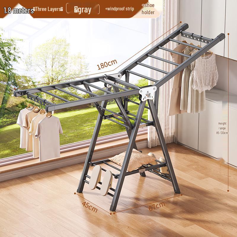 Adjustable Foldable Clothes Drying Rack for Indoor/Outdoor Use - Ideal for Bedroom, Balcony, and Baby Items.