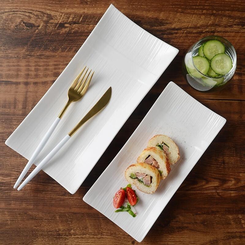Wutuo Ceramic Striped Rectangular Serving Plates