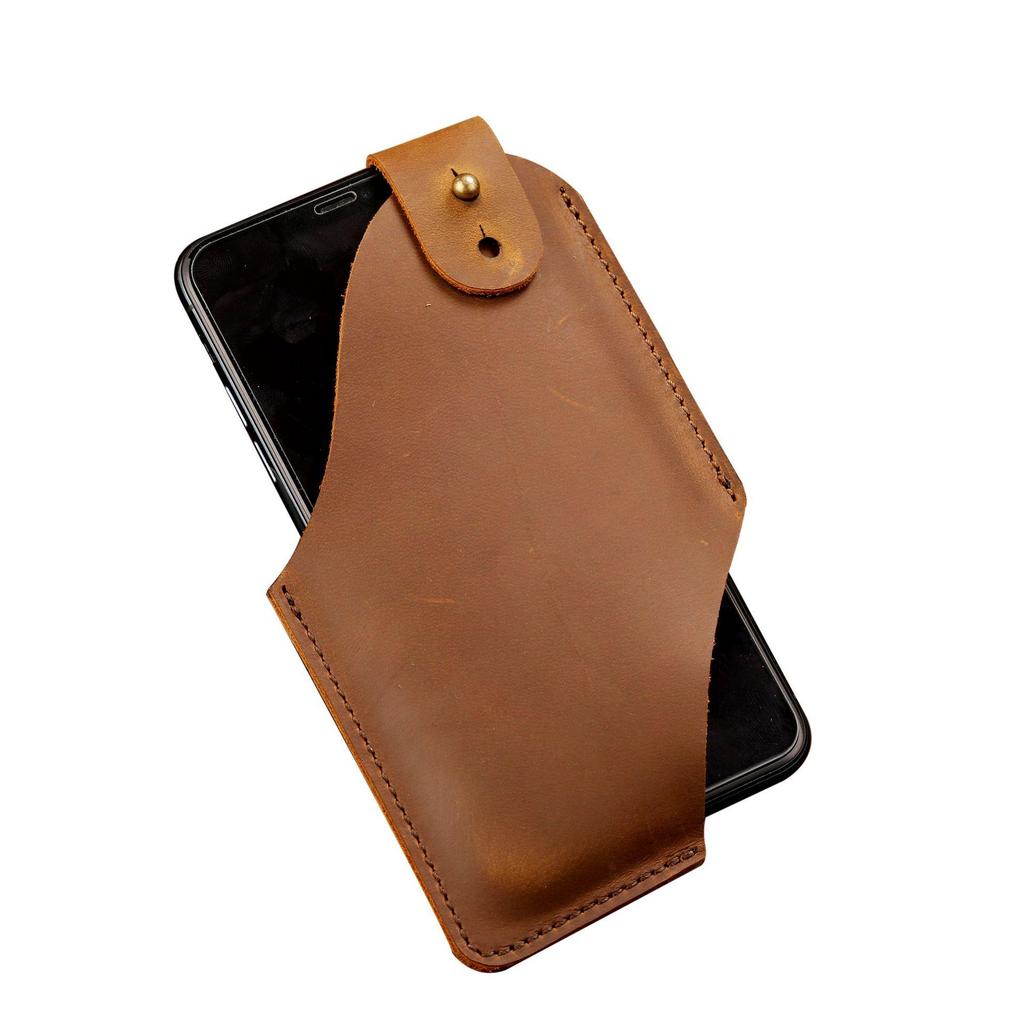Genuine Leather EDC Tactical Phone Pouch - Men's Outdoor Waist Protective Case