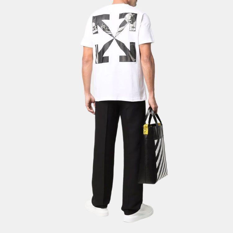 OFF WHITE Text Logo Caravaggio Saint Jerome Writing Arrows Slim Fit T Shirt OMAA027C99JER0030110