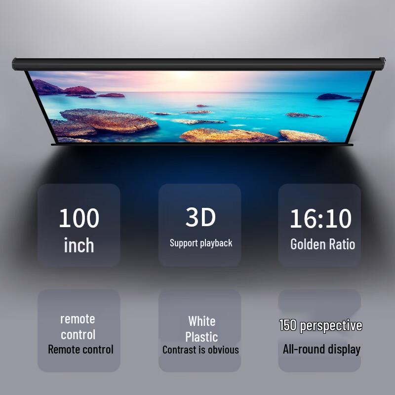Deli 50442 100-inch Electric Remote Projector Screen