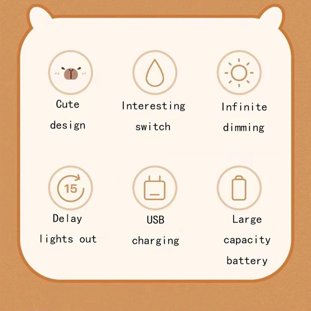 Timing Dimming Capybara Night Light Eye Protection Sleep Atmosphere Light Desktop Decoration