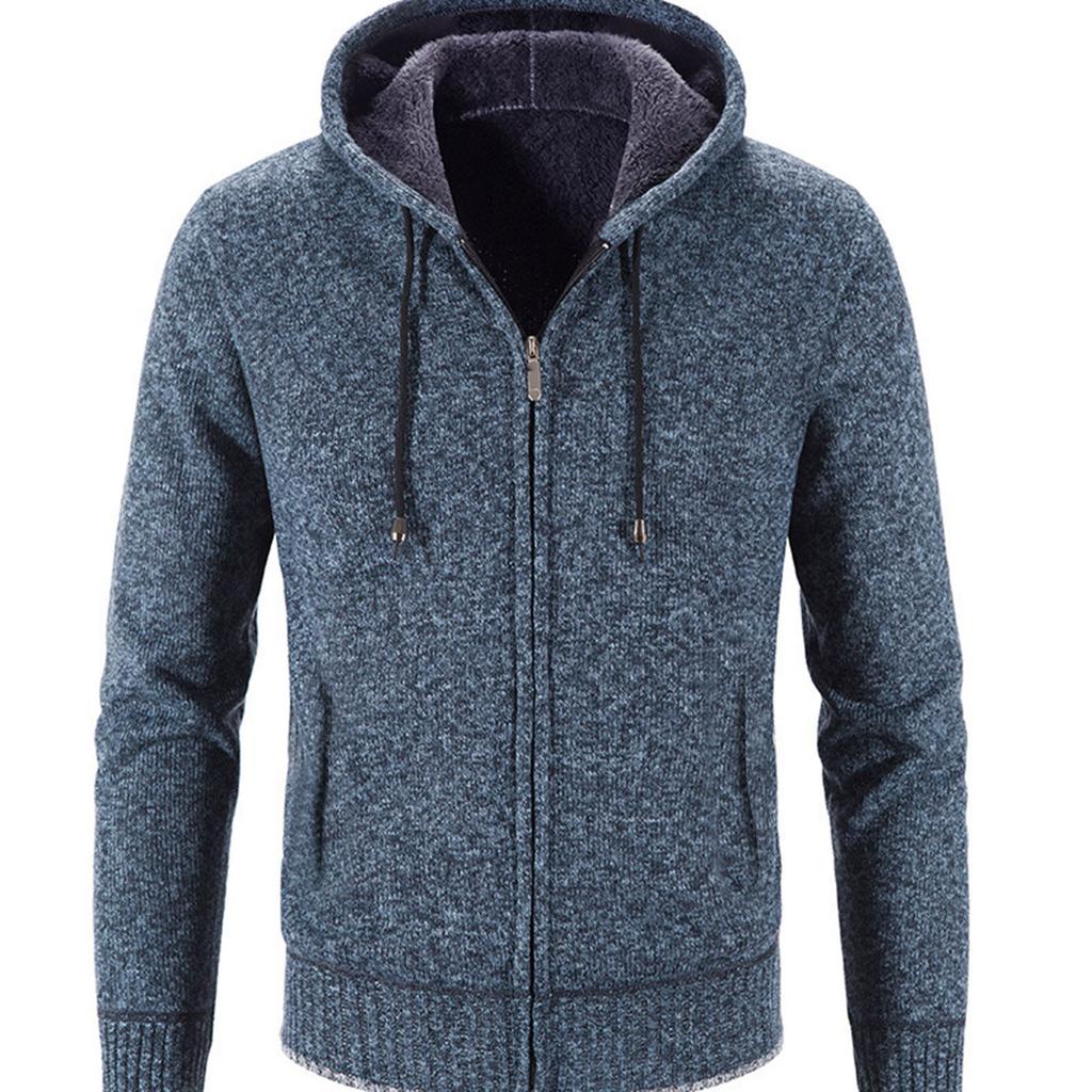 Men  Knitted Sweater Sweater Hooded Hood Zipper Cardigan