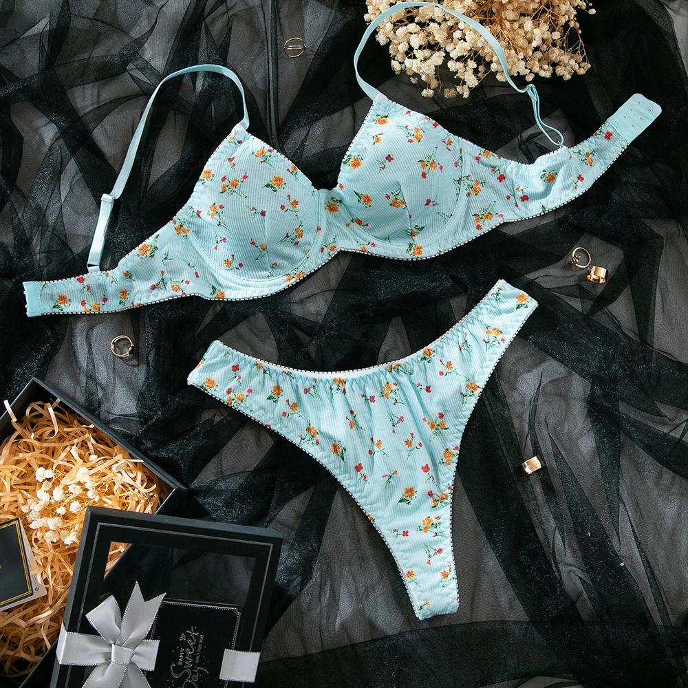 

Цветочный Бохо Комплект Бюстгальтер Женский Многоузорный Комплект Нижнего Белья из 2 Предметов Бюстгальтер + Трусики Интимные Вещи XXL