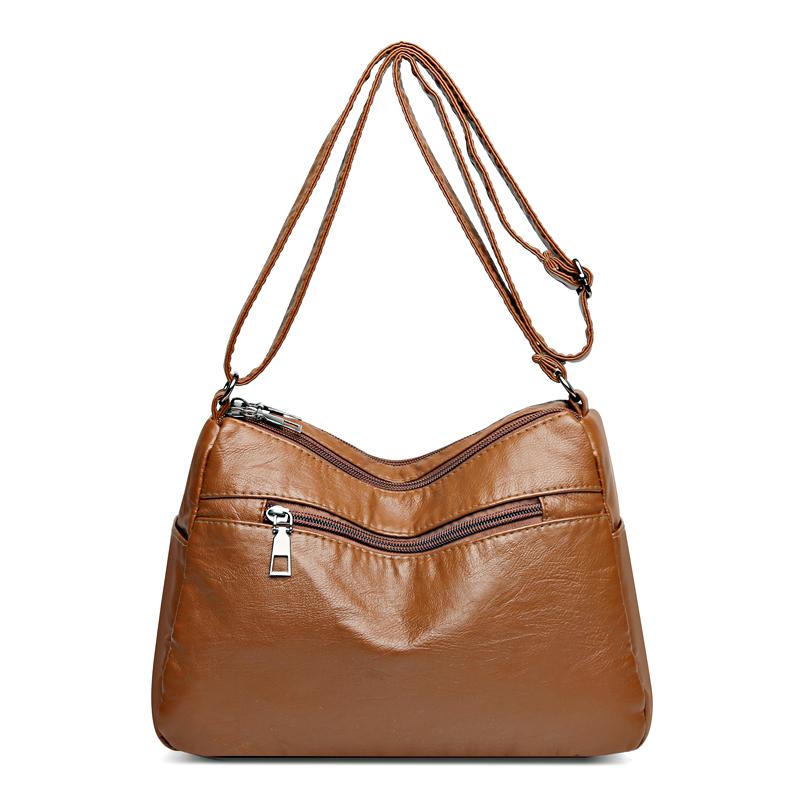 Geantă de umăr de mare capacitate, din piele moale, cu mai multe compartimente, pentru mamă de vârstă mijlocie