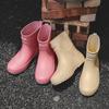 New rain boots women's medium tube casual versatile rain boots waterproof and non-slip fashionable wear-resistant velvet warm water boots shoes
