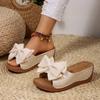 Large size slippers summer new casual retro bow light casual cool slippers women