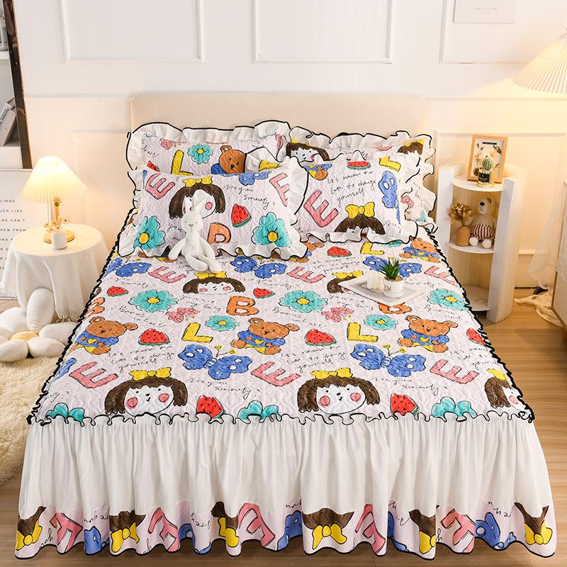 

Чехол на кровать, защитный чехол, стеганое утолщенное трехмерное кружевное покрывало на кровать, цельное корейское покрывало, покрывало на кровать pillowcase 48cm×74cm 2pcs