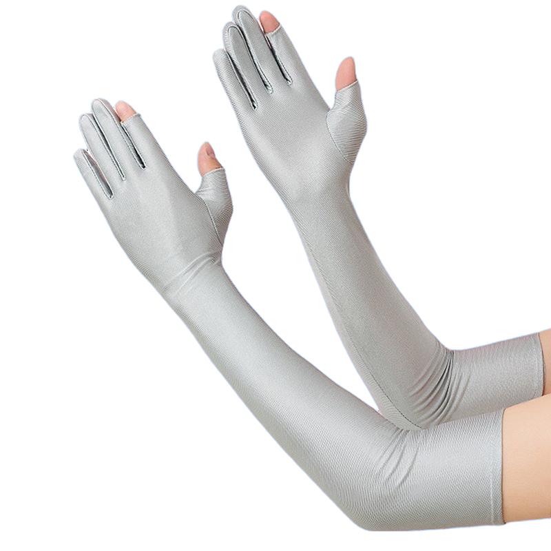 Ice Silk Sleeves Women Summer Sun Protection Men Fishing Cycling Breathable Two-Finger Non-Slip Gloves Mountaineering Gloves