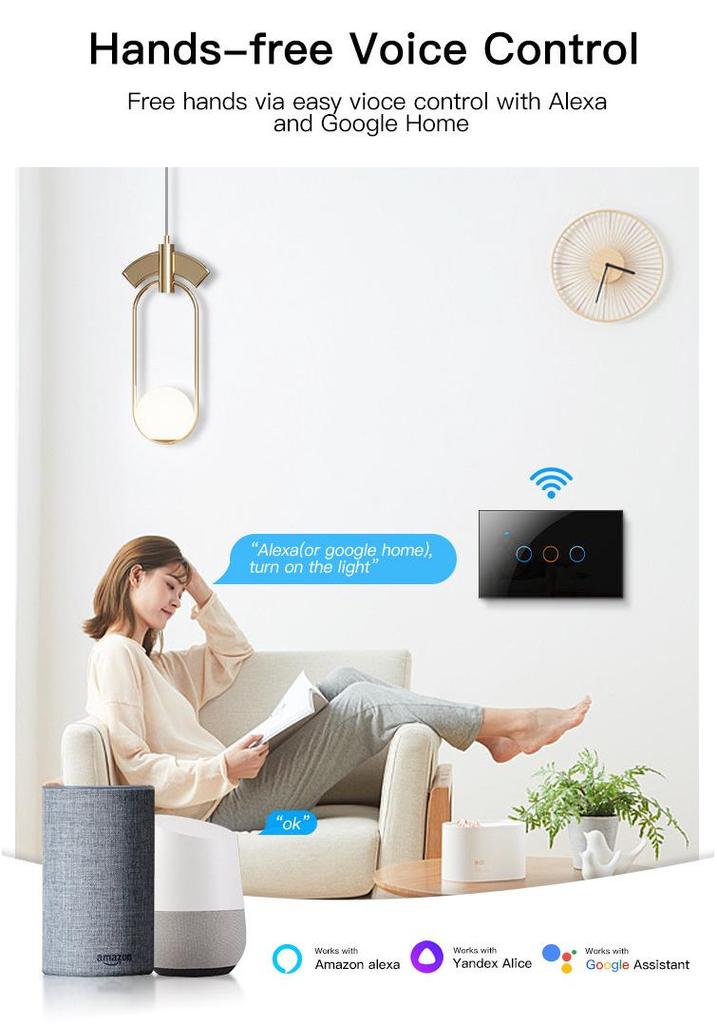 Graffiti Smart Voice-Controlled WiFi Touch Switch Panel, Alexa-Compatible, US Specifications