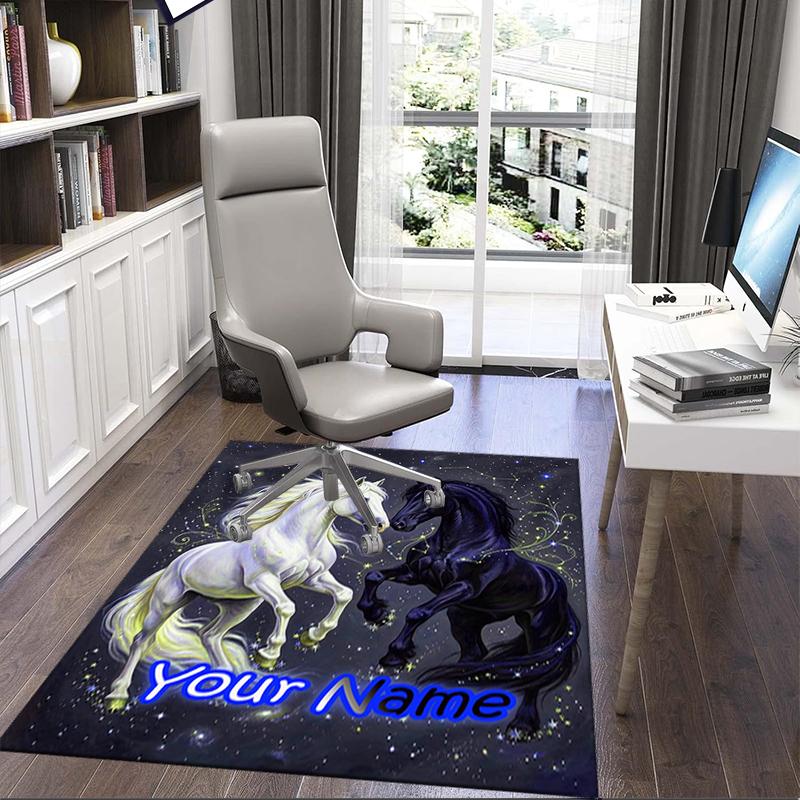 1PC Custom Name "Galactic Horse Dance" Theme Floor Mat Ideal for Living Room, Game Rooms, Office, Bedroom,Floor Mat Playful Design