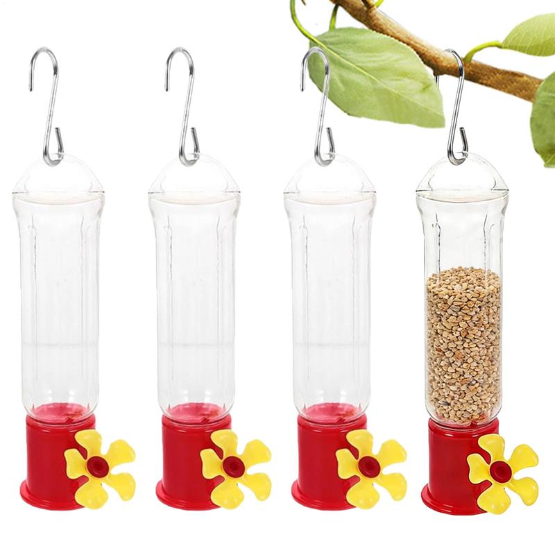 4 Piece Ant And Bee Proof Mini Hummingbird Feeding Hummingbird Feeders For Outdoors Transparent Station With Stainless Hooks