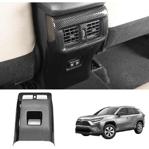 Blazeray for RAV4 Rear Air Conditoner Outlet Vent Cover Panel Trim Rear Carbon Fiber Cover for Toyota RAV4 2019 2020 2021 2022 Interior