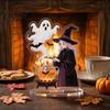 Festival Party Favors Halloween Acrylic 2D Flat Tabletop Ornament, Spooky Ghost Pumpkin Castle Desk Decorative Signs Sign for Home Office Table Shelf