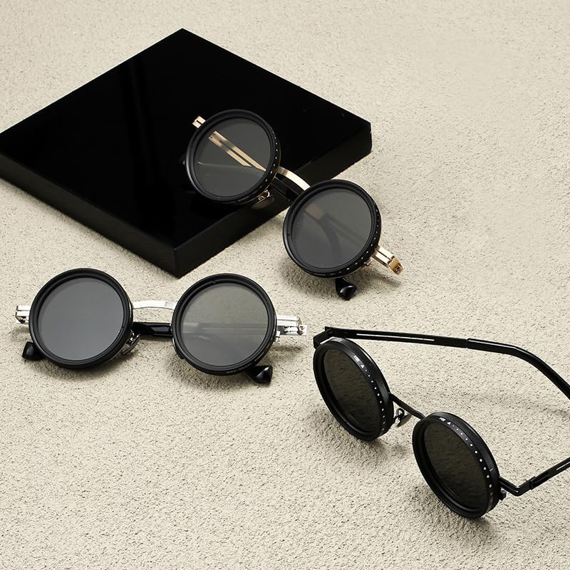 Adjustable Polarized TAC Metal Round UV400 UV Protection Adjustable B1503 [FEISEDY] 9-Level Sunglasses, Frame, Shape, (Levels 1-9), Lenses,