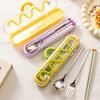 With Carrying Case Chopsticks Three-piece Set Dopamine Fork Dining Utensils Kit  Office Use
